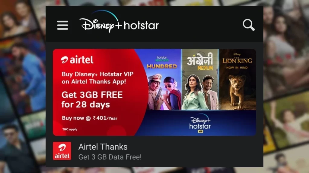 Steps Involved In Activating Hotstar With Airtel